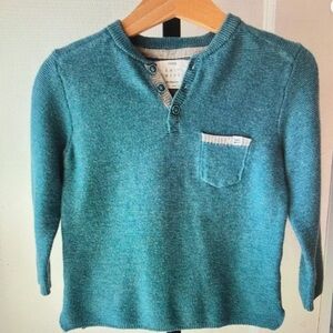 Teal Henley Sweater with Pocket